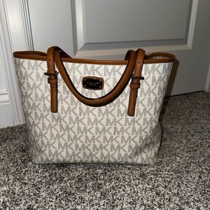 Michael Kors White and Tan Tote Bag